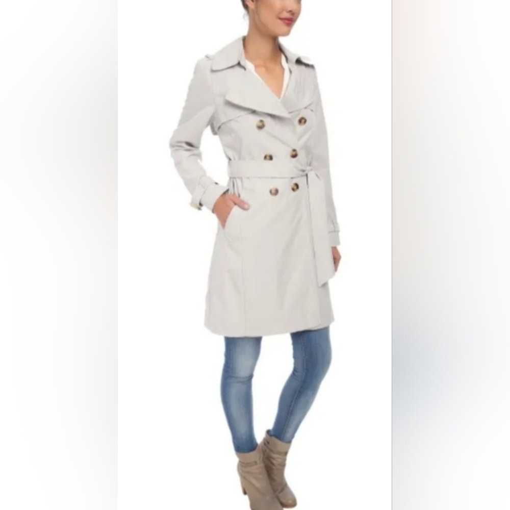 (M)🆕️🌼Spring Trench Coat Rayon/Spandex Trench Coat🌼 Ptp 19×L37"